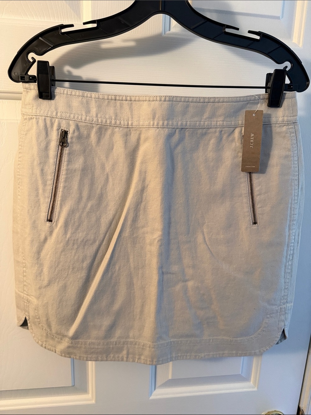 TWO J. Crew Lined Mini Skirts with 2 Front Zip Pockets & Scalloped Bottom Edges